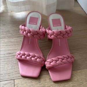 Dolce Vita Pink Braided Sandals with Sculptural Heel